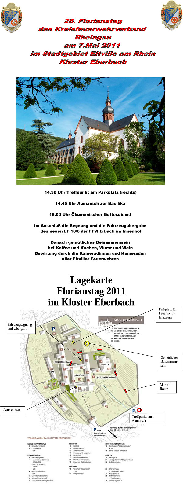 26. Florianstag des Kreisfeuerwehrverbandes Rheingau am 07.05.2011 im Kloster Eberbach
